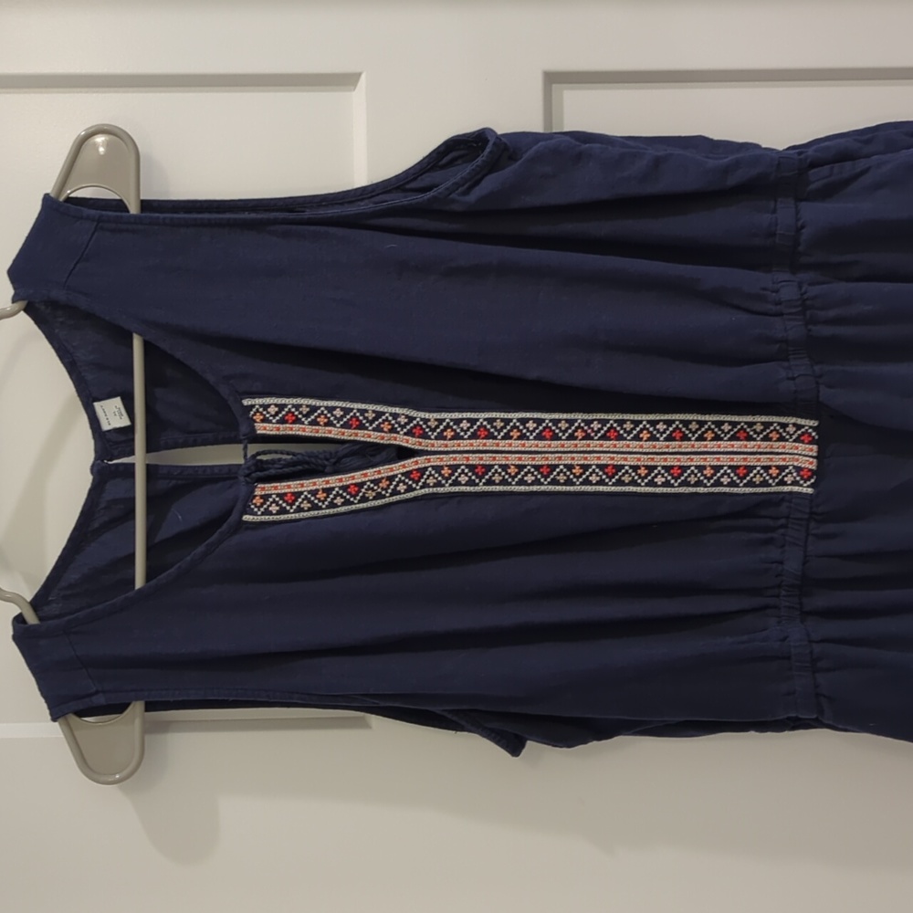 Navy ankle length romper with pockets